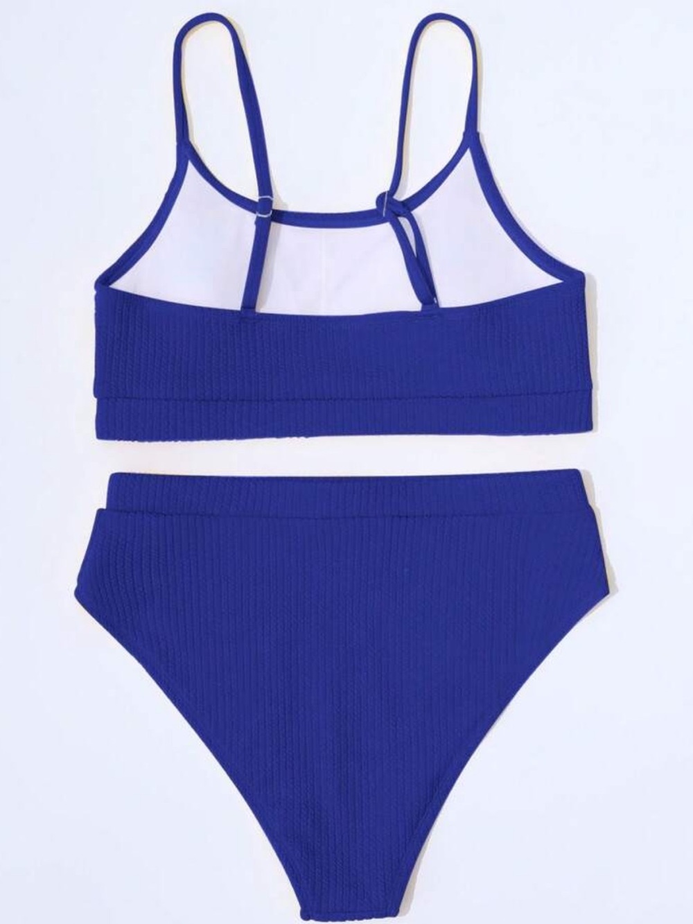 💙SHEIN Swim Ribbed High Waisted Bikini Set Blue | NWT | XL - Picture 3 of 6